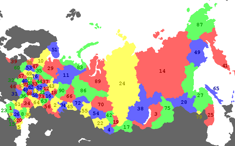 Federal subjects of Russia by number