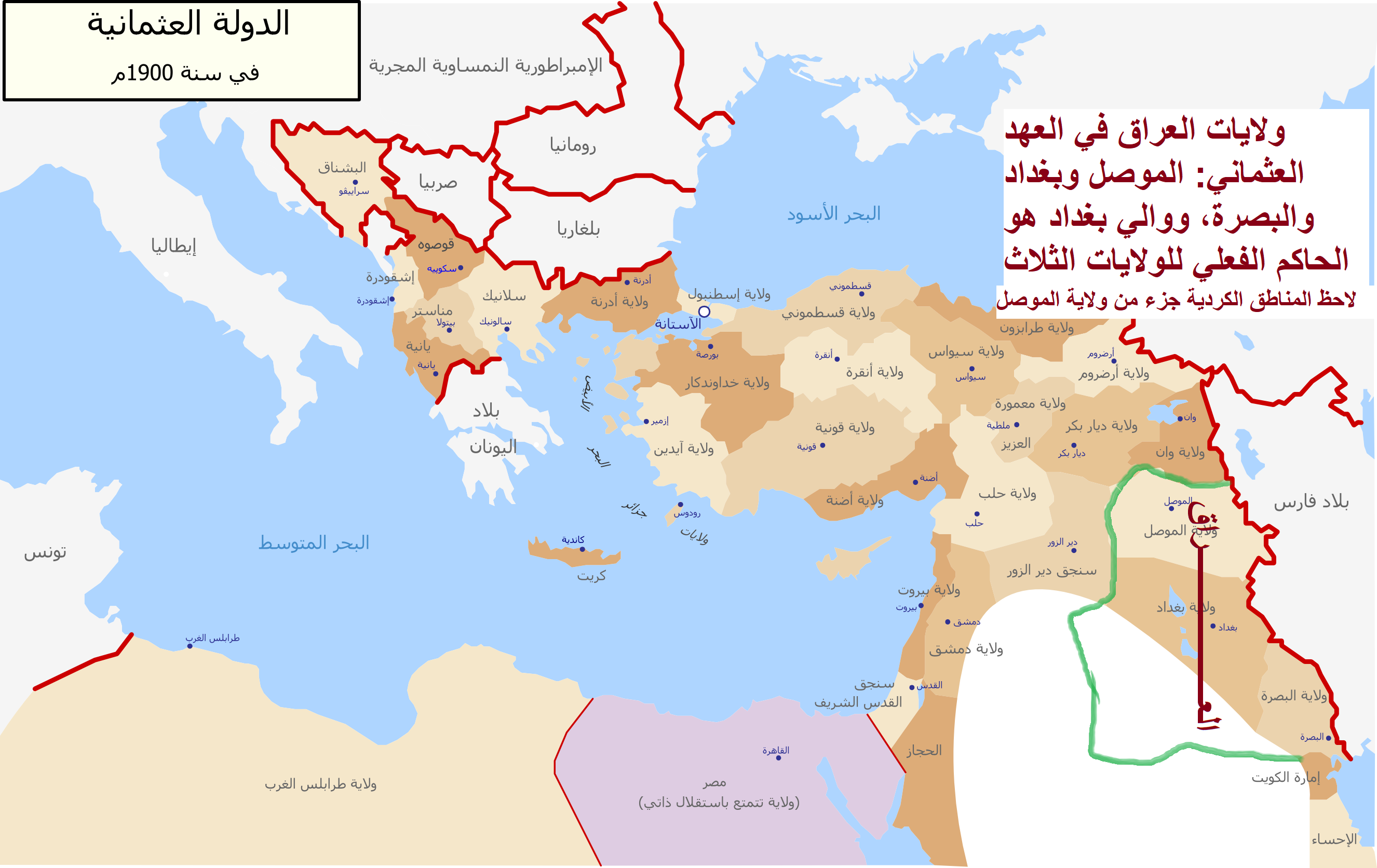 Map of Ottoman Empire in 1900